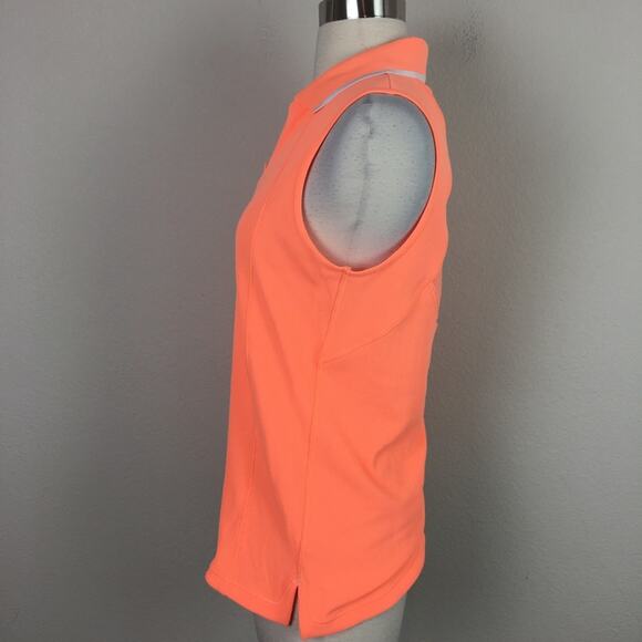 Athleta Neon Orange Sleeveless Collared Top Small Tall - Picture 5 of 9